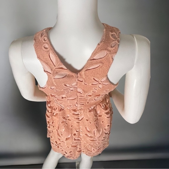 Dee Elly Floral Eyelet Halter Dress - Peach / Pale Coral / Size Small - Picture 6 of 15